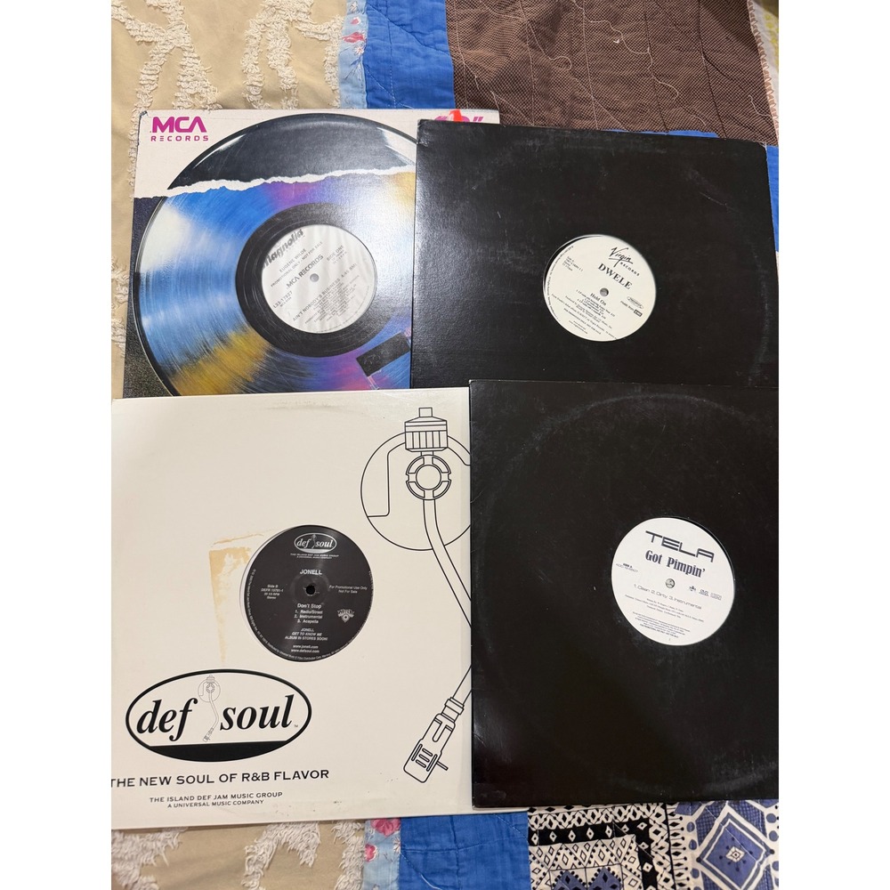 Lot of 4 R&B Hip Hop 12" Vinyl Singles Dwele Kanye West Tela Jonell Eugene Wilde